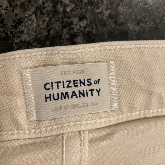 Cream color denim cropped fringe - Picture 3 of 4